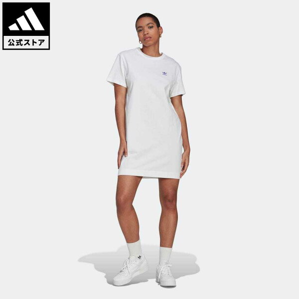 【公式】アディダス adidas 返品可 Tシャツワンピース オリジナルス レディース ウェア・服 オールインワン ワンピース 白 ホワイト HL6613