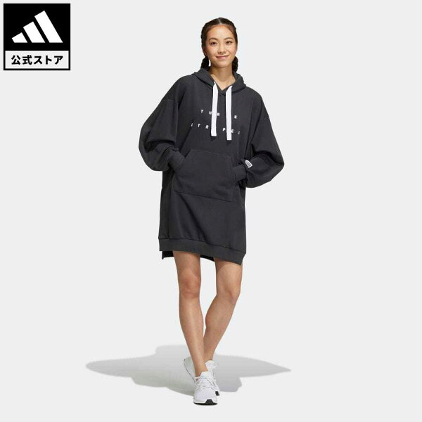 【公式】アディダス adidas 返品可 ワーディング スウェットシャツ フーデッドチュニック スポーツウェア レディース ウェア・服 オールインワン ワンピース グレー IA5229