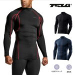 [TESLA] テスラ スポーツシャツ インナー メンズ ハイネック 長袖 シャツ UVカット 吸汗速乾 コンプレッションウェア 加圧 シャツ ゴルフウェア MUT12
